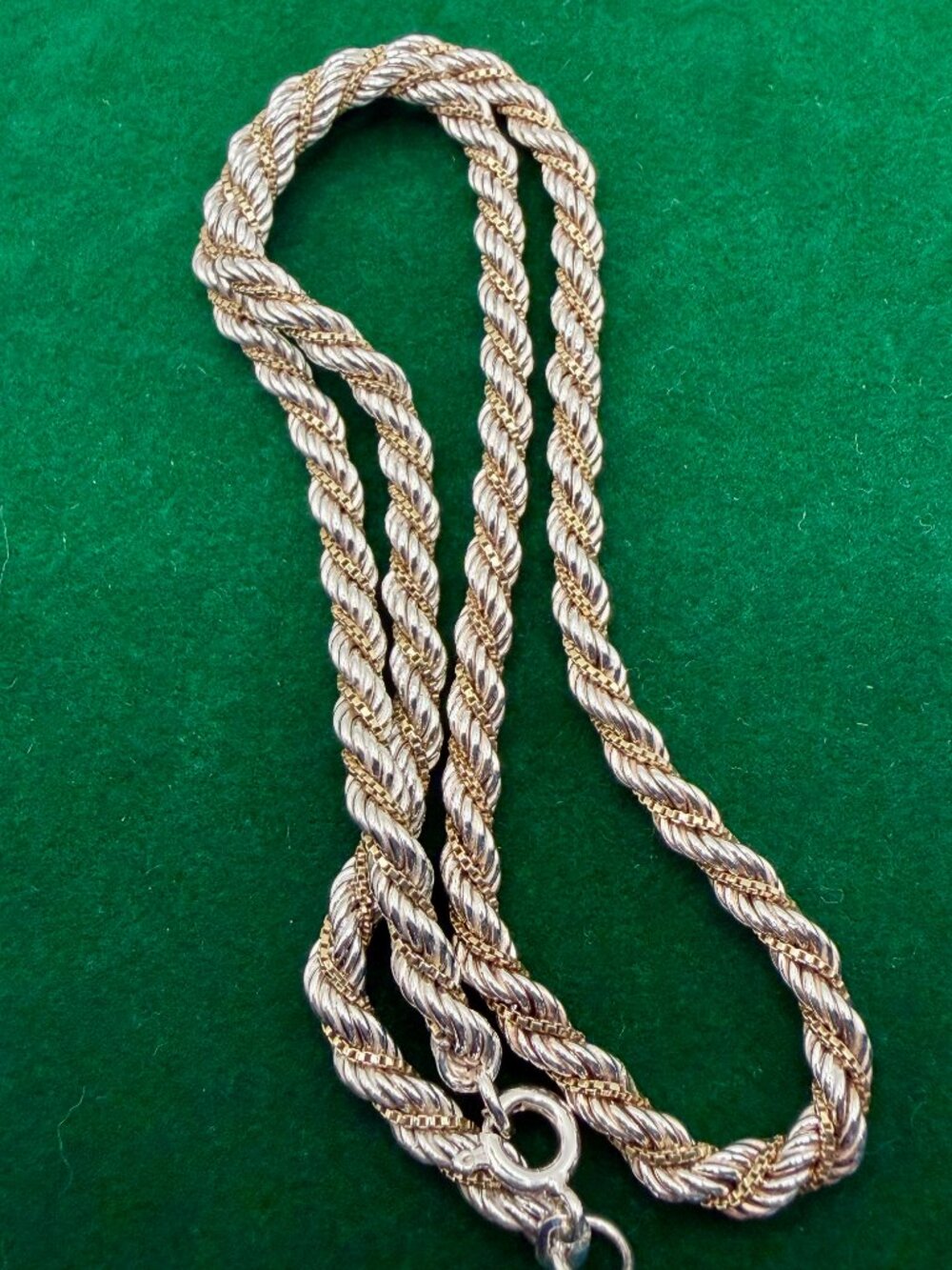 Sterling Silver 925 Two-Tone Rope Chain Necklace 18" ~3.5mm - 19.0g